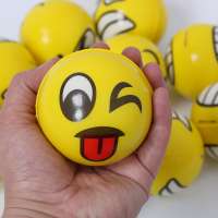 promotional custom logo 6.3cm anti soft pu foam stress relief emoji stress ball